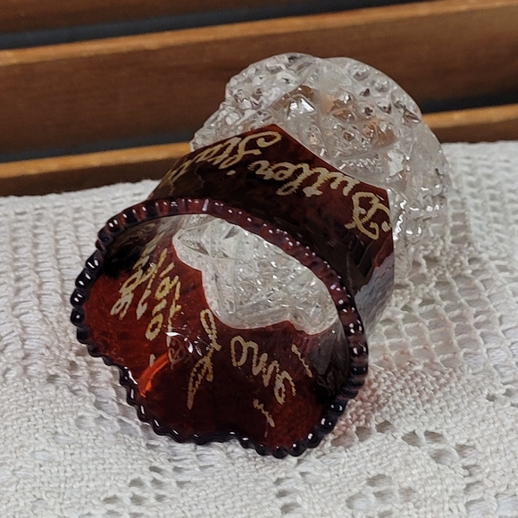 1901 Souvenir Ruby Glass Cut Crystal Toothpick Holder - Picture 8 of 8